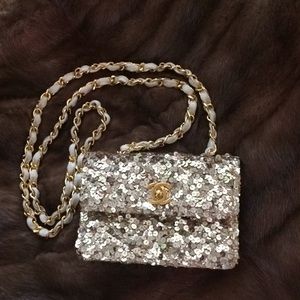 Chanel sequin vintage flap handbag